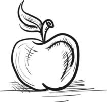 croquis d'une pomme, d'un vecteur ou d'une illustration couleur.