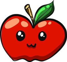 pomme rouge avec des yeux, illustration, vecteur sur fond blanc