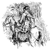 homme et enfant à cheval, illustration vintage vecteur