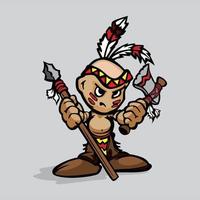 illustration vectorielle de personnage tribal indien de dessin animé vecteur