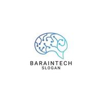 vecteur de conception de logo tech cerveau