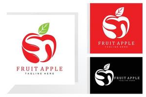 création de logo de pomme de fruits, vecteur de fruits rouges, avec style abstrait, illustration d'étiquette de marque de produit