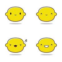 illustration vectorielle de l'autocollant emoji citron kawaii vecteur