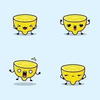illustration vectorielle de l'autocollant emoji citron kawaii vecteur