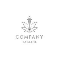 conception de cannabis épée avec modèle de logo de style art en ligne vecteur plat