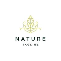 conception de feuille de nature avec modèle de logo de style art en ligne vecteur plat