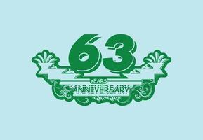 Modèle de conception de logo et d'autocollant d'anniversaire de 63 ans vecteur