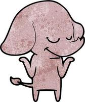 éléphant heureux de dessin animé de texture grunge rétro vecteur