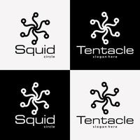 ensemble tentacule poulpe kraken robot système technologie ordinateur logo design vecteur