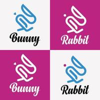 animal croquis ligne lapin courir sauter icône carotte mangeur logo design vecteur