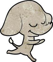 éléphant heureux de dessin animé de texture grunge rétro vecteur