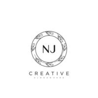 nj lettre initiale fleur logo modèle vecteur art vectoriel premium