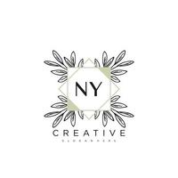 ny lettre initiale fleur logo modèle vecteur art vectoriel premium