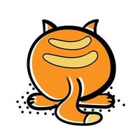 chat de dessin animé mignon isolé de vecteur, vue arrière, icône de chat orange sur blanc. contour épais. style de bande dessinée pour les enfants vecteur