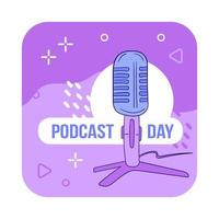 illustration vectorielle de la journée internationale du podcast le 30 septembre. adapté à l'affiche et à la bannière de la carte de voeux. microphone dans un style dessiné à la main vecteur
