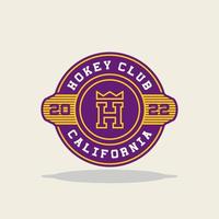 insigne de l'emblème du club de hockey avec le logo h initial vecteur