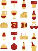 jeu d'icônes de vin, illustration, vecteur sur fond blanc.