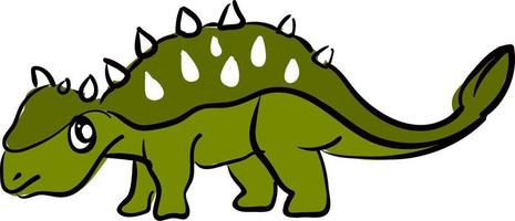 Triste dinosaure vert, illustration, vecteur sur fond blanc.