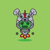 illustration vectorielle de personnage de dessin animé mascotte costume animal fusée mignon chien robot vecteur