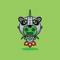 illustration vectorielle de personnage de dessin animé mascotte costume animal fusée mignon robot panda vecteur