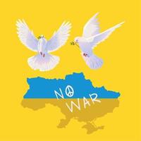 ukraine pas de guerre, carte avec drapeau et pigeons vecteur