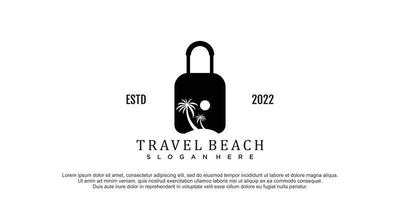création de logo de valise avec vecteur premium d'élément de plage