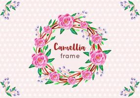 Vecteur libre Camellia cadre dans le style d'aquarelle