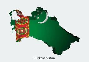drapeau turkmène. conception de style papier découpé du drapeau officiel du monde. notion de carte. adapté à la bannière, à l'arrière-plan, à l'affiche, au modèle d'anniversaire, aux vacances du festival, à la journée indépendante. vecteur eps 10