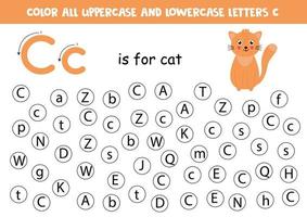 trouver et colorier toutes les lettres c. feuille de travail pédagogique pour apprendre l'alphabet. vecteur