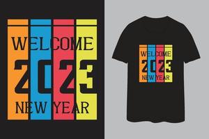 bienvenue conception de t shirt typographie nouvel an 2023 vecteur