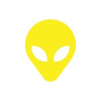 eps10 vecteur jaune extraterrestre extraterrestre face ou tête icône d'art solide isolé sur fond blanc. symbole extraterrestre dans un style moderne et plat simple pour la conception de votre site Web, votre logo et votre application mobile