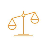 eps10 échelle de loi vectorielle orange ou icône d'art de ligne abstraite éthique isolée sur fond blanc. symbole de contour de la justice dans un style moderne simple et plat pour la conception de votre site Web, votre logo et votre application mobile vecteur