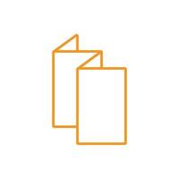 eps10 vecteur orange à trois volets ou icône de ligne de dépliant isolé sur fond blanc. dépliant en papier pliant ou symbole de livret dans un style moderne simple et plat pour la conception de votre site Web, votre logo et votre application mobile