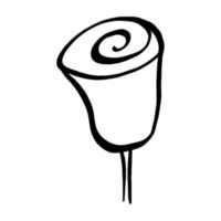 fleur de doodle de ligne noire sur fond blanc. illustration vectorielle sur la nature. vecteur