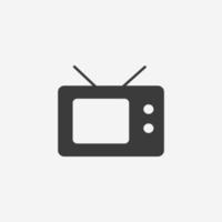 ancienne télévision classique, télévision, signe de symbole vecteur icône antenne