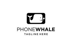 logo de baleine de téléphone noir vecteur