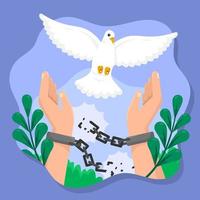 lâcher une colombe comme symbole de liberté vecteur