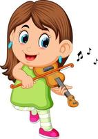 jeune femme jouant du violon vecteur