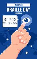 affiche de la journée mondiale du braille vecteur