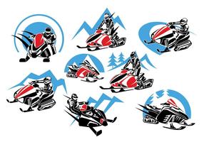 Ensemble de Winter Motoneige Logo, Emblèmes, Insignes et icônes vecteur
