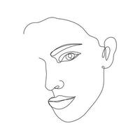 vecteur art linéaire dessiné à la main, visage de femme, ligne continue, concept de mode, beauté féminine minimaliste. impression, illustration pour t-shirt, design, logo pour cosmétiques, etc.