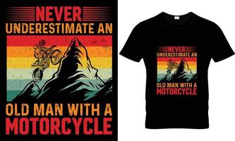 ne sous-estimez jamais un vieil homme avec un design de t-shirt de moto vecteur
