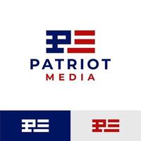ensemble vectoriel de drapeau américain avec modèle de logo icône lettre p