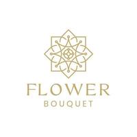 création de logo de fleur florale élégante d'or. prime du modèle de conception de signe de symbole de boutique de fleurs vecteur