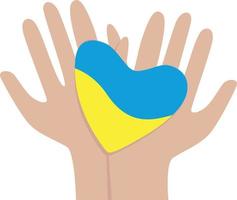 mains tenant un coeur aux couleurs du drapeau de l'ukraine, un coeur jaune-bleu comme symbole de paix vecteur