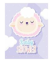 carte de douche de bébé avec mignon petit mouton vecteur