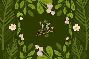 dessinés à la main vecteur abstrait graphique joyeux noël et bonne année clipart illustrations carte de voeux avec fleurs et feuilles.joyeux noël mignon carte floral design background.winter vacances art.