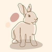 ensemble de lapin de pâques dans un style simple d'une ligne. icône de lapin coloré. dessin au trait continu de lapin de pâques illustration vectorielle minimaliste dessiné à la main noir et blanc vecteur