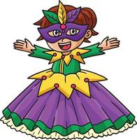 mardi gras bouffon fille dessin animé coloré clipart vecteur