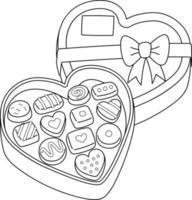 saint valentin chocolat coeur isolé coloration vecteur